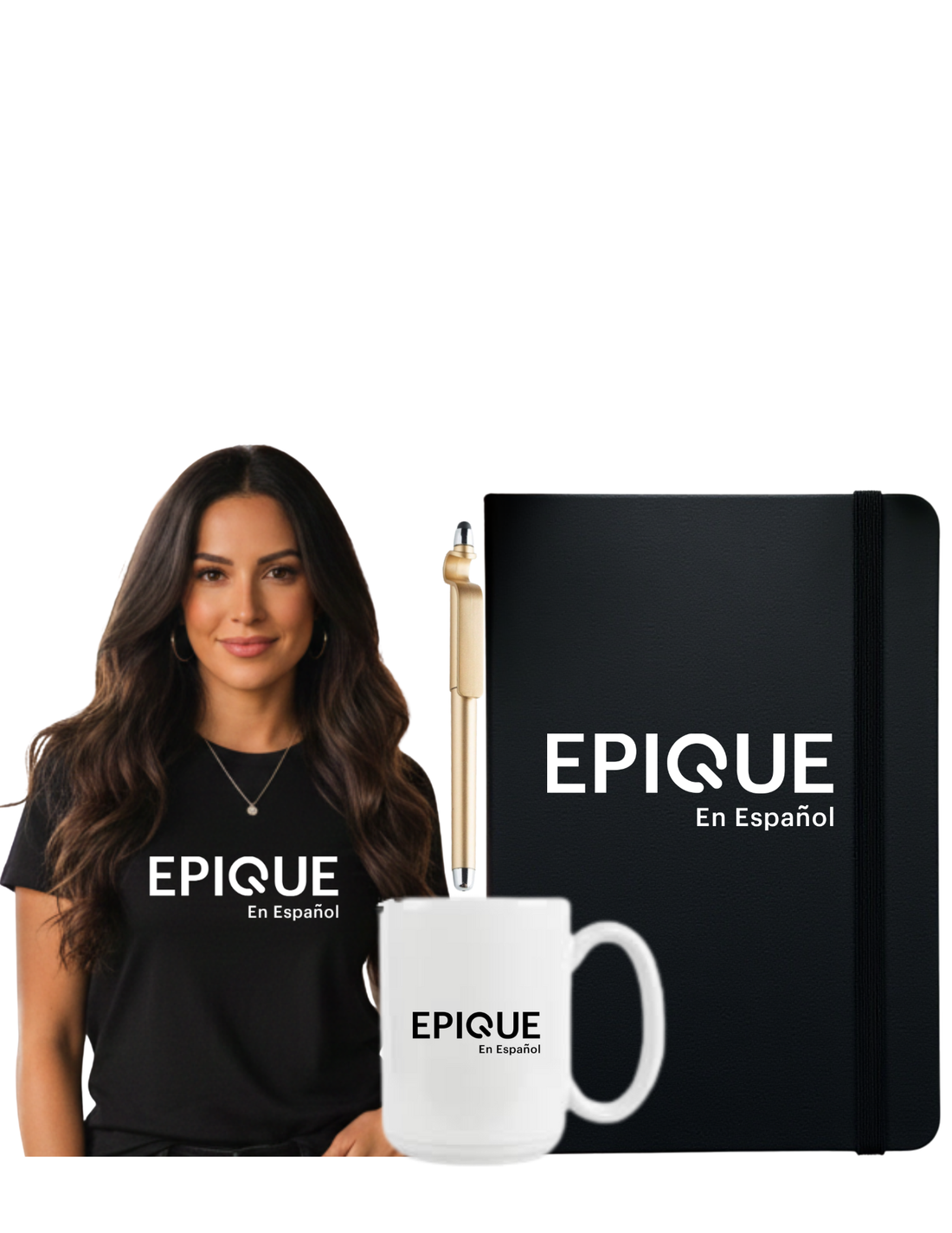 Epique en Español Starter Kit | Official T-shirt, Epique en Español Ceramic Mug, Journal w/ Pen