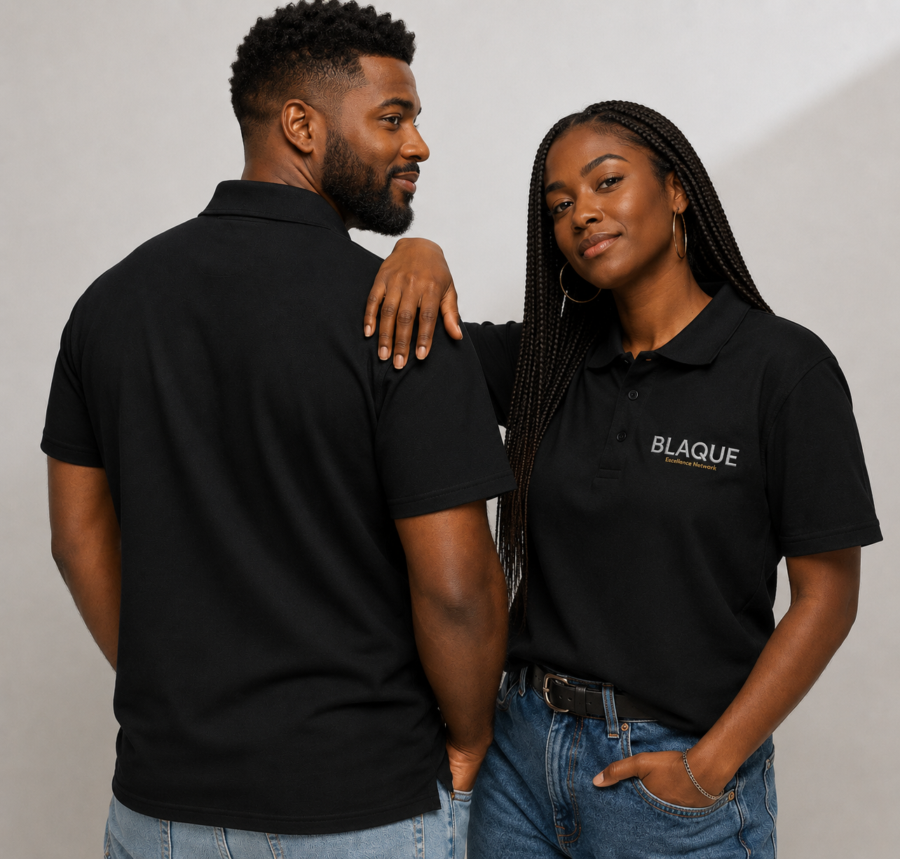 BLAQUE Excellence Embroidery Unisex Premium Pique Polo Shirt - Black