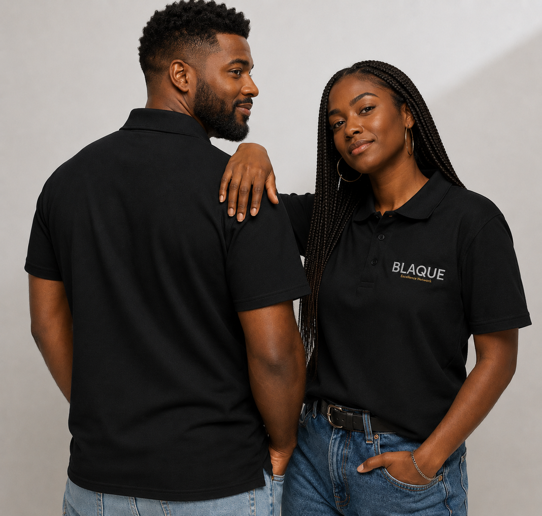 BLAQUE Excellence Embroidery Unisex Premium Pique Polo Shirt - Black