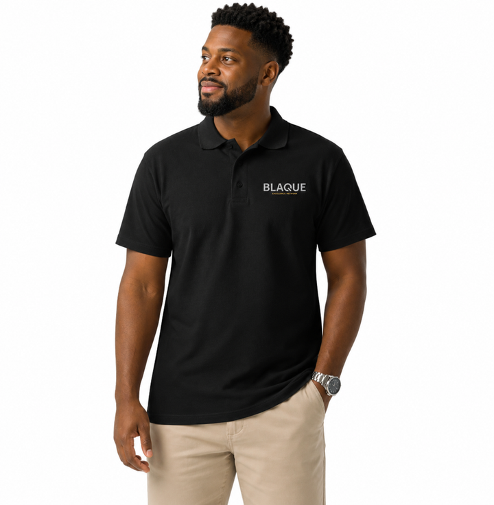 BLAQUE Excellence Embroidery Unisex Premium Pique Polo Shirt - Black