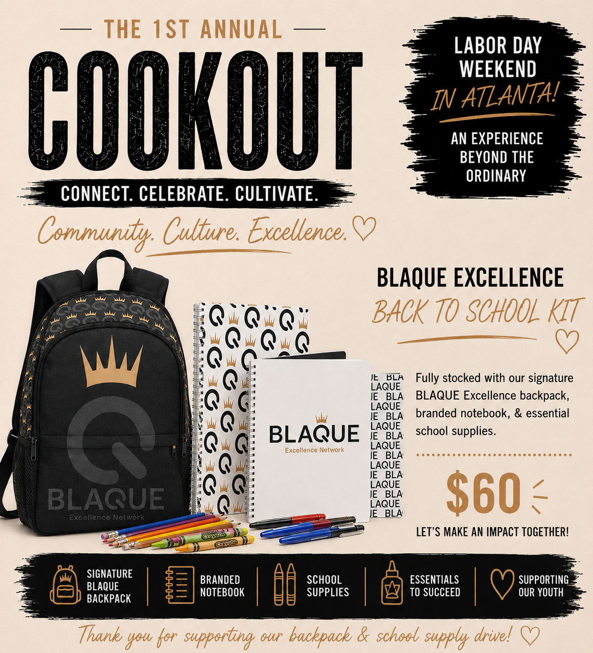 BLAQUE Excellence Back To School Kit - Delivered directly to the BLAQUE Excellence Network on your behalf.